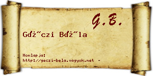 Géczi Béla névjegykártya