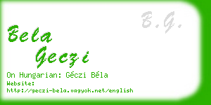 bela geczi business card